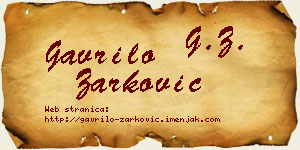 Gavrilo Žarković vizit kartica